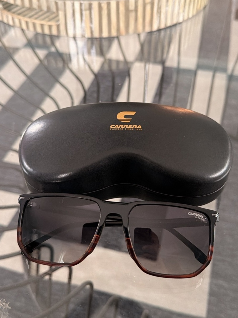Carrera Black & Tortoiseshell Square Sunglasses with Gray Lenses